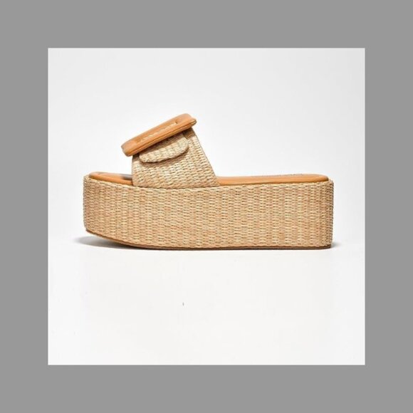 NIB Cape Robbin Indi Platform Raffia Sandals for Women SZ 10 - Picture 3 of 5